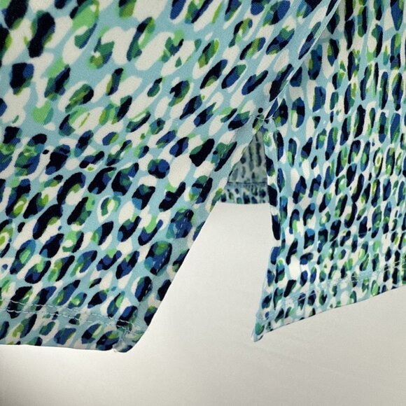 Susan Graver Womens Top Plus 3X Blue Green Puff Ruched Short Sleeves Liquid Knit - Picture 5 of 8